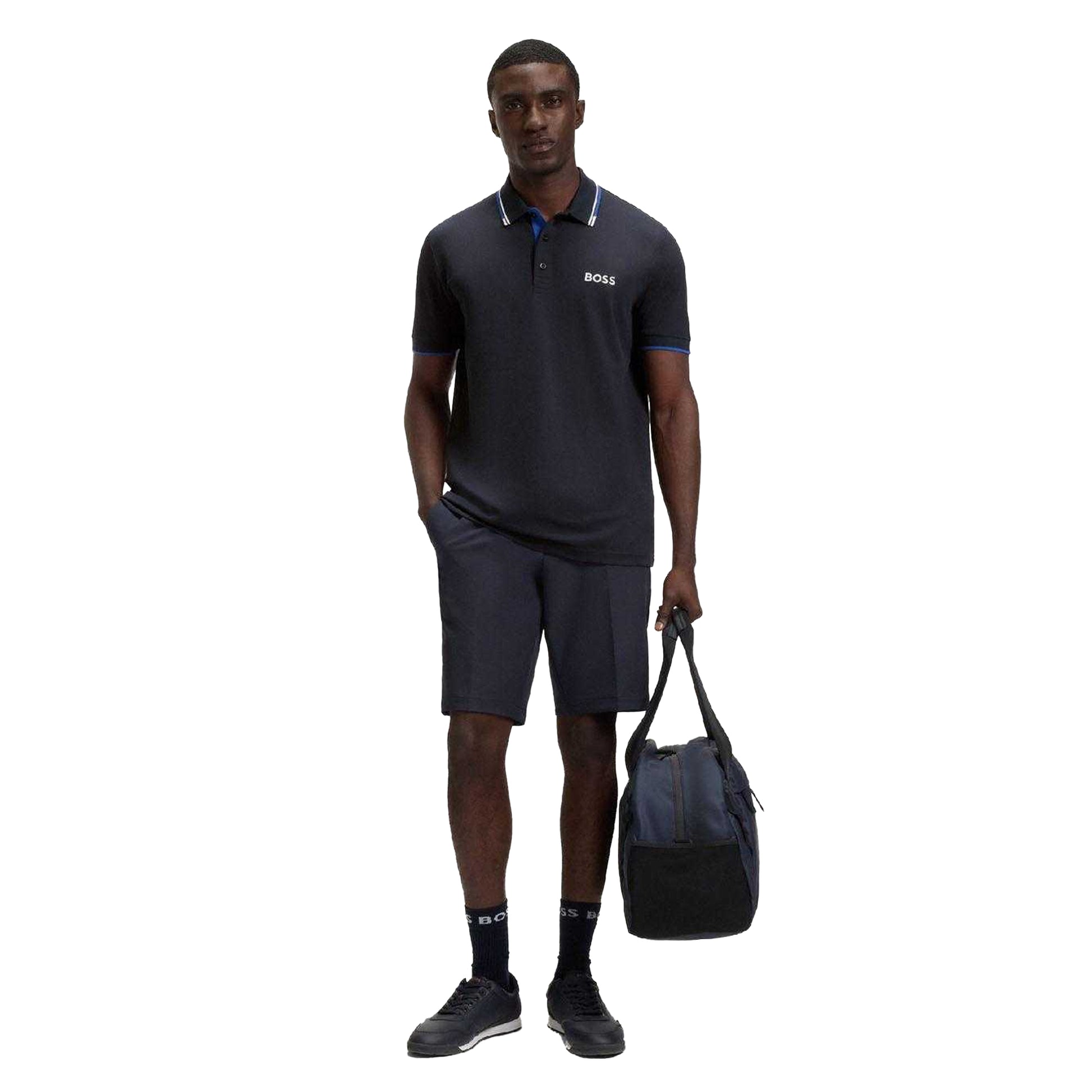 Dark Blue - Pack Shot - Boss Mens Paddy Pro Pique Regular Polo Shirt