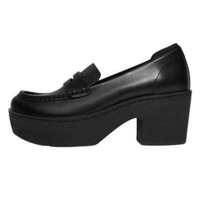 Black - Side - Fit Flop Womens-Ladies Pilar Platform Loafers
