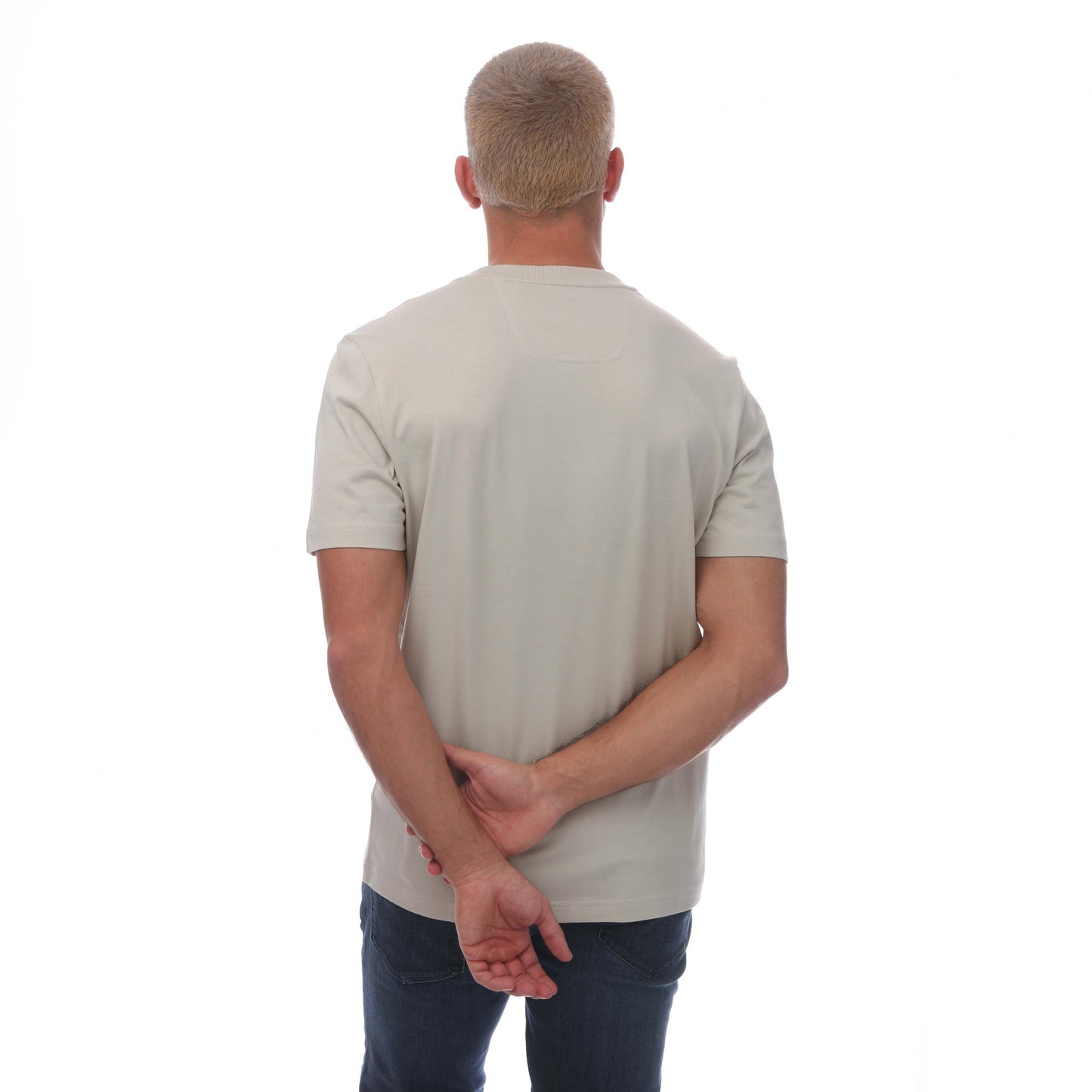 Beige - Back - Hugo Boss Mens Logo Regular T-Shirt