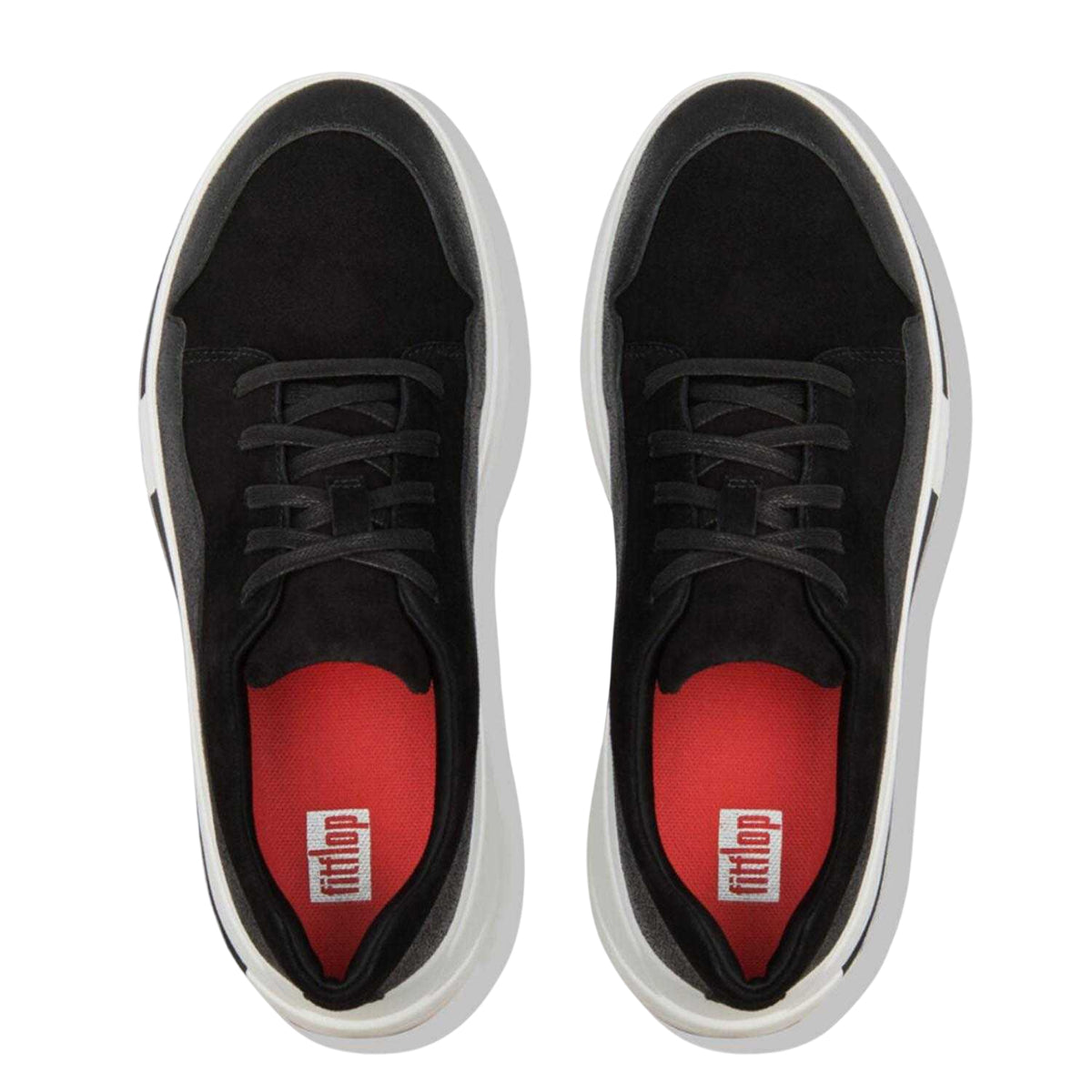 Black - Side - Fit Flop Womens-Ladies Freya Suede Trainers
