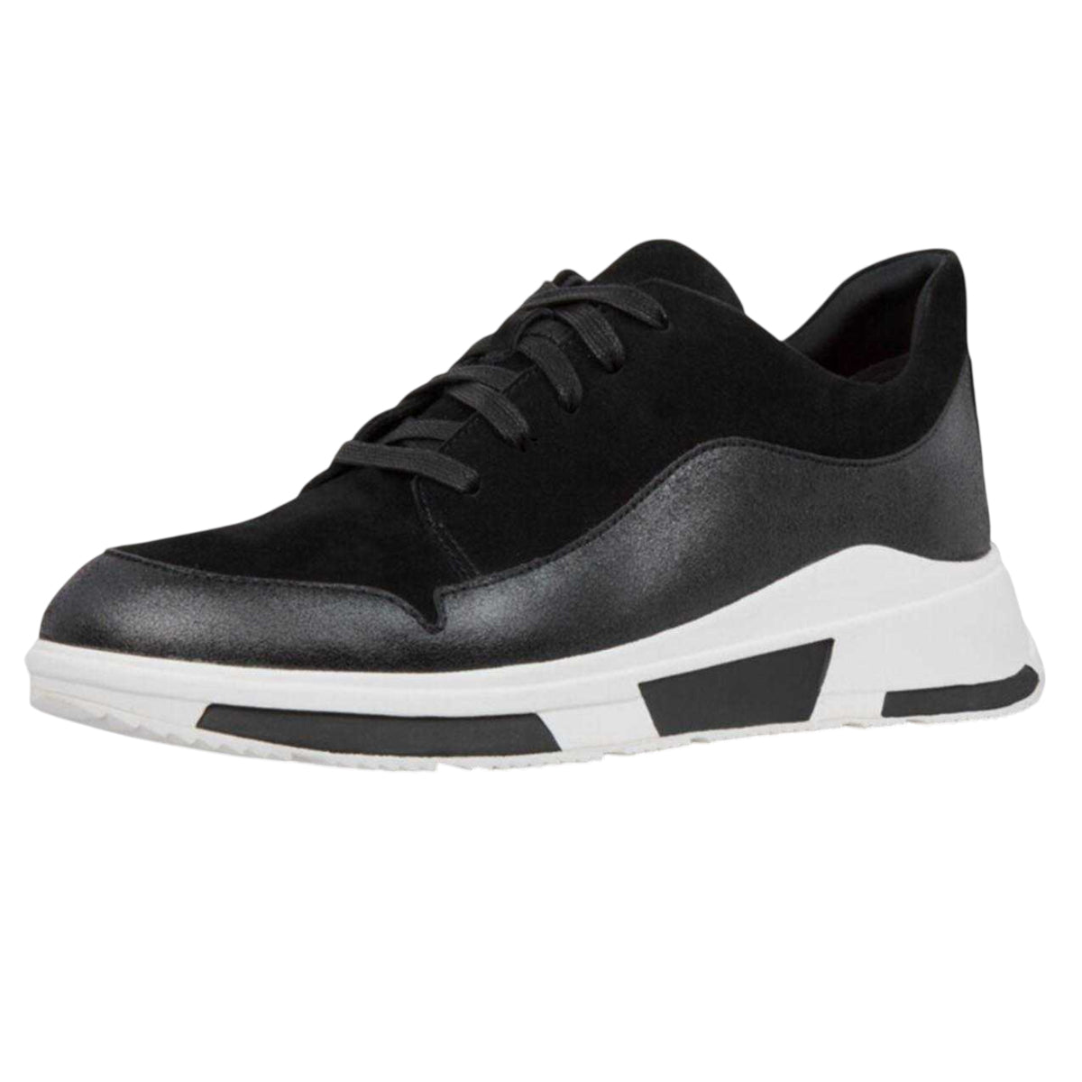 Black - Front - Fit Flop Womens-Ladies Freya Suede Trainers