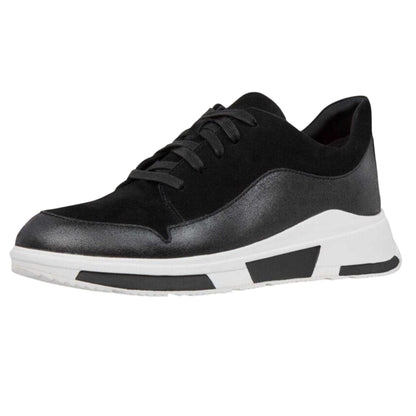 Black - Front - Fit Flop Womens-Ladies Freya Suede Trainers