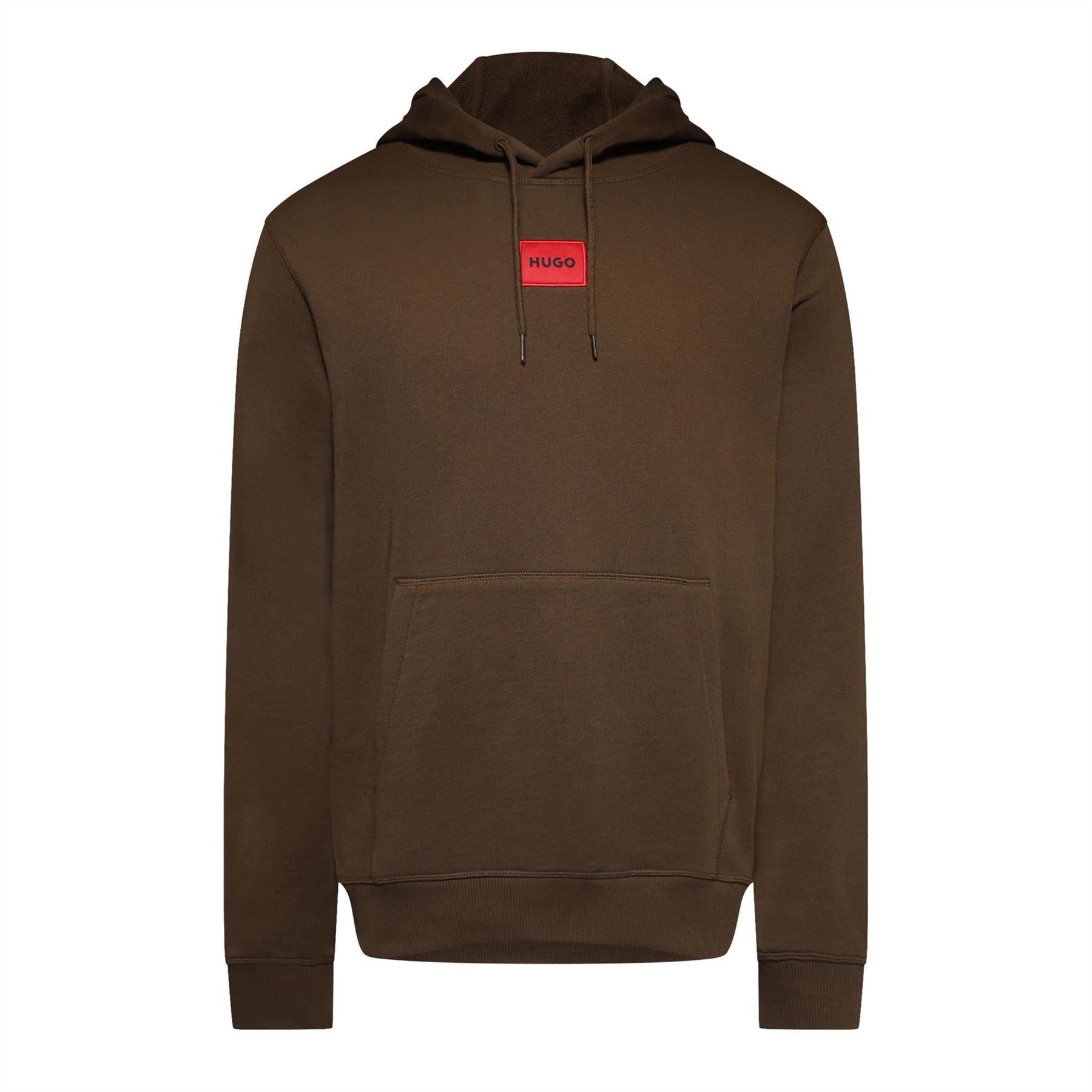 Brown - Front - Hugo Mens Logo Terrycloth Hoodie