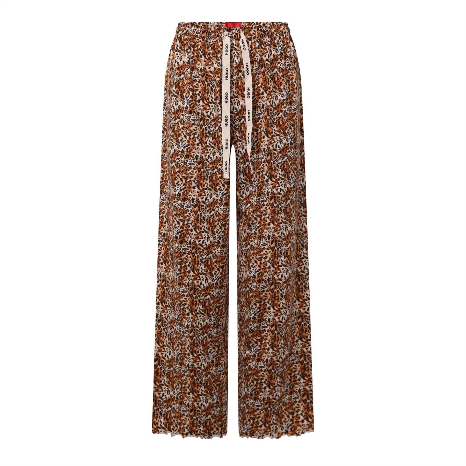 Brown-Multicoloured - Front - Hugo Womens-Ladies Stretch Jersey Pyjama Bottoms