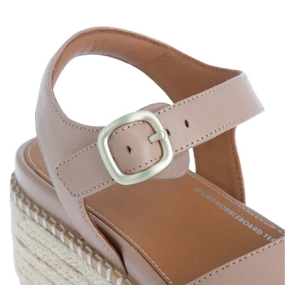 Beige - Lifestyle - FitFlop Womens-Ladies Eloise Leather Backstrap Wedge Sandals