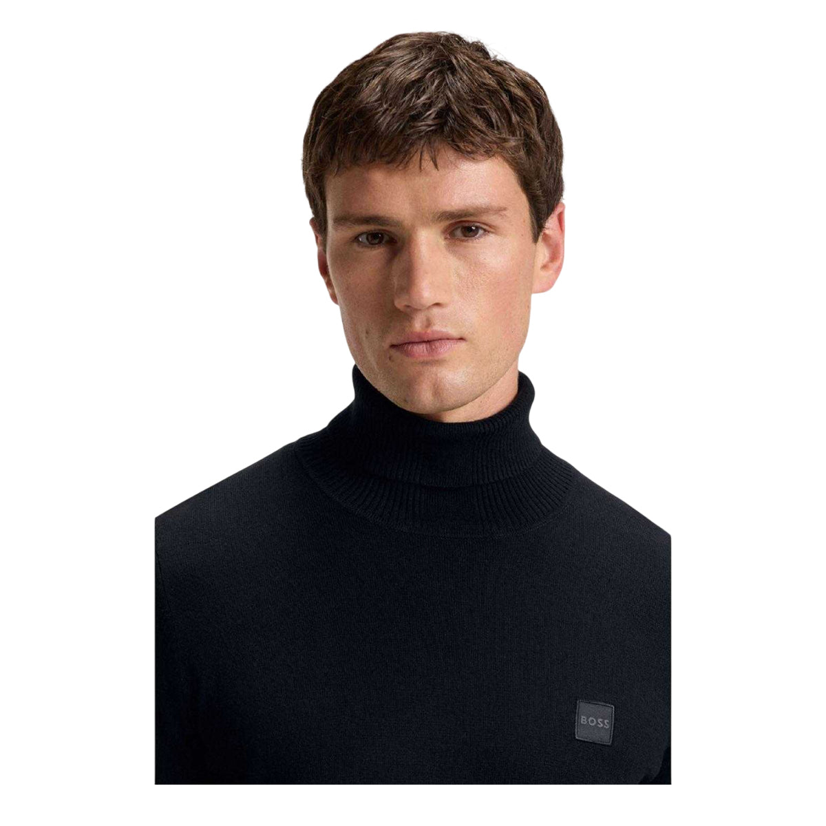 Black - Side - Boss Mens Akiro Roll Neck Sweatshirt