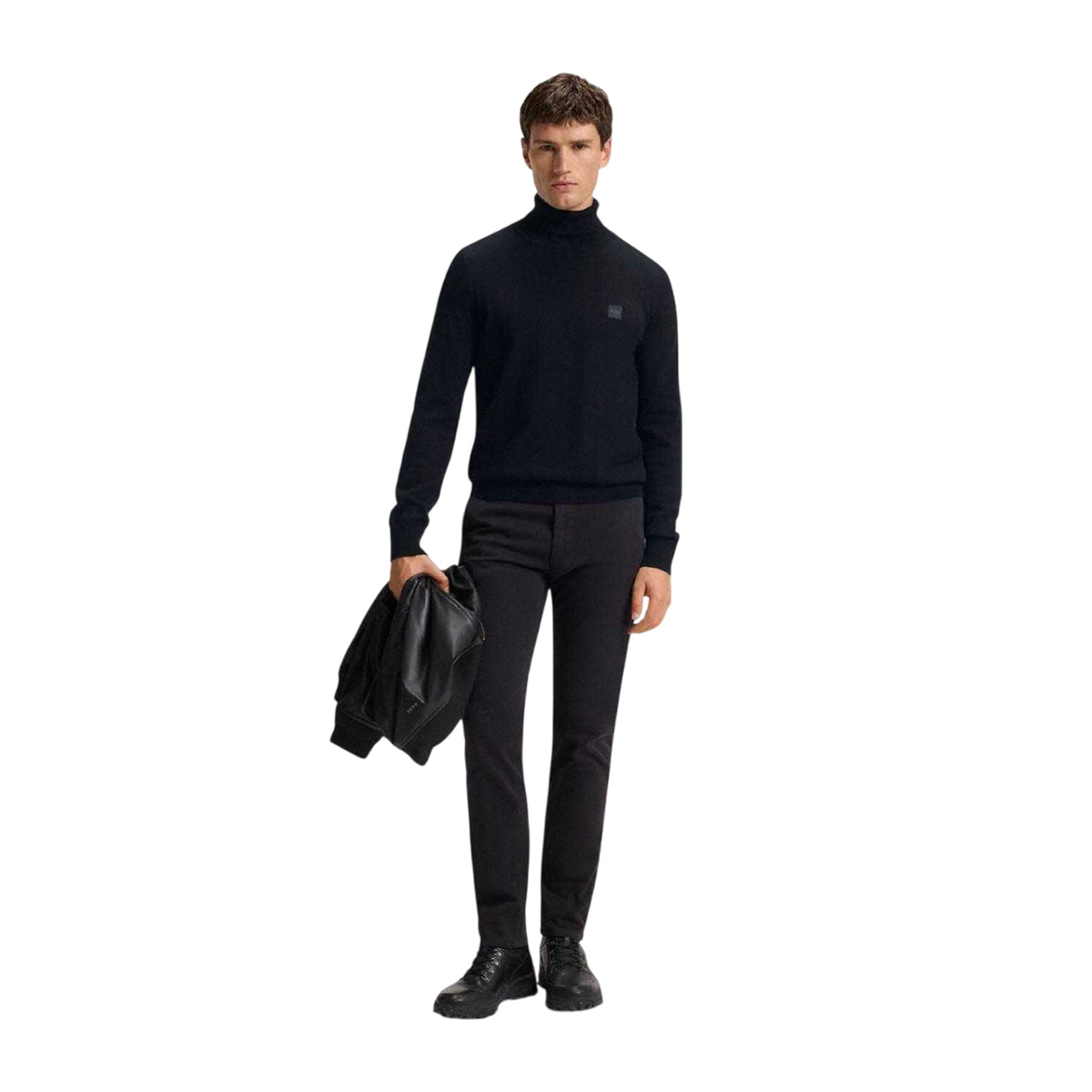 Black - Pack Shot - Boss Mens Akiro Roll Neck Sweatshirt
