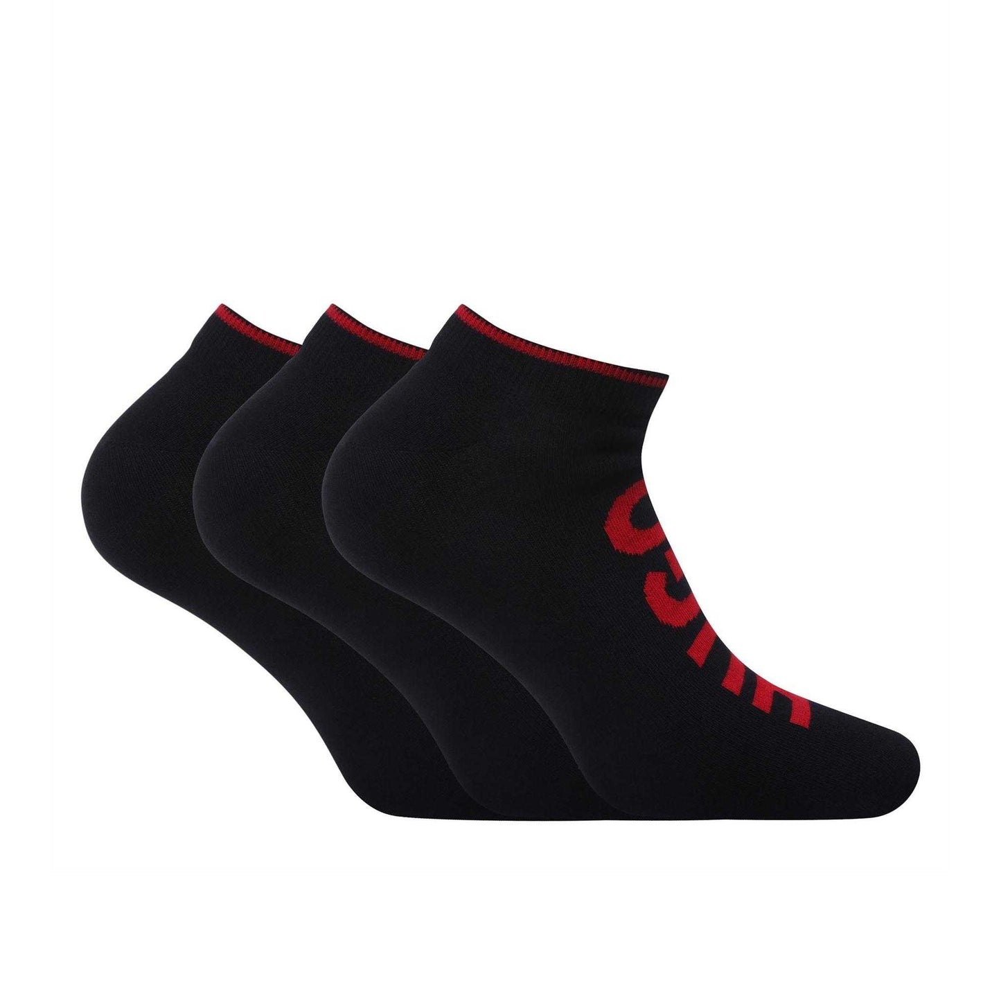 Black - Front - Hugo Mens Logo Ankle Socks (Pack of 3)