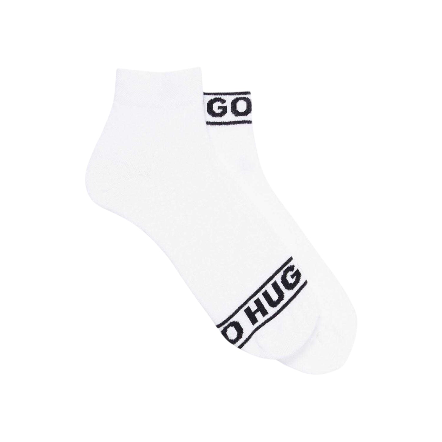 White - Front - Hugo Unisex Adult Logo Cuffed Socks (Pack of 2)