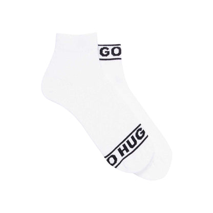 White - Front - Hugo Unisex Adult Logo Cuffed Socks (Pack of 2)