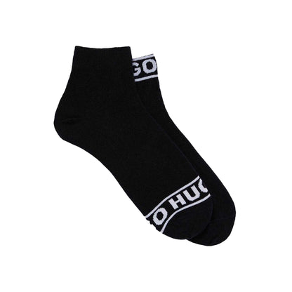 Black - Front - Hugo Unisex Adult Logo Cuffed Socks (Pack of 2)