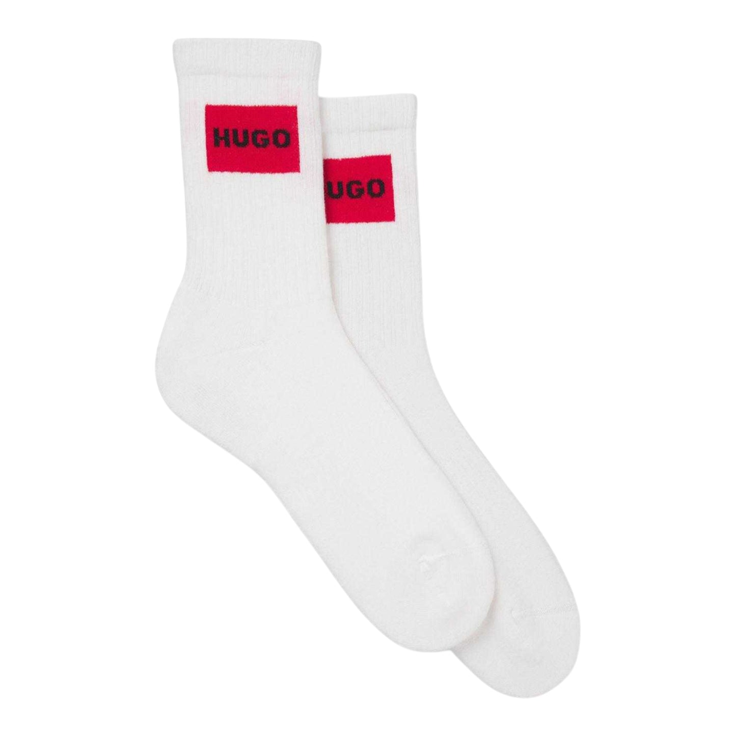 White - Back - Hugo Unisex Adult Red Logo Socks (Pack of 2)