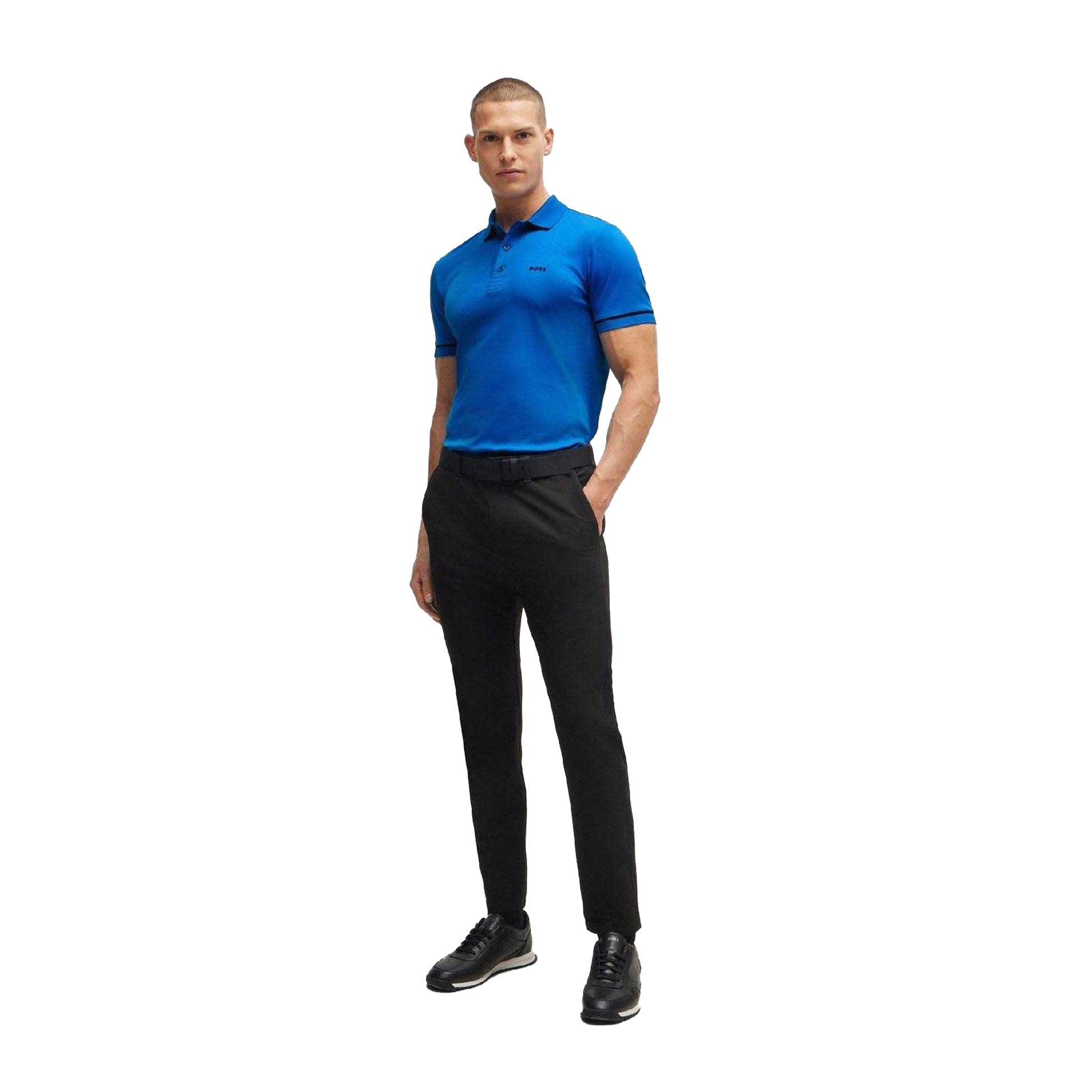 Blue - Lifestyle - Boss Mens Paule Interlock Slim Polo Shirt