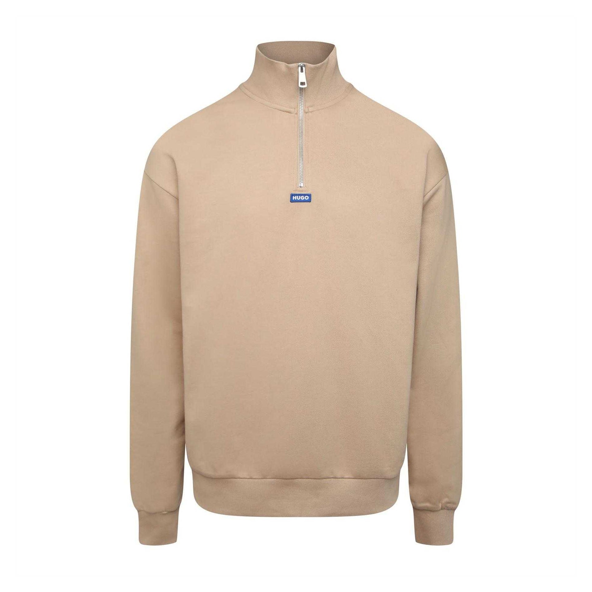Beige - Front - Hugo Mens Neeler Quarter Zip Sweatshirt