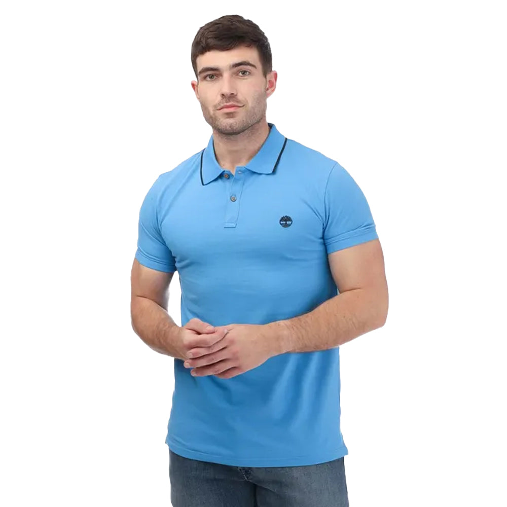 Blue - Front - Timberland Unisex Adult Printed Short-Sleeved Polo Shirt