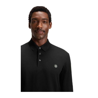 Black - Side - Hugo Mens C-Paley 01 Long-Sleeved Polo Shirt