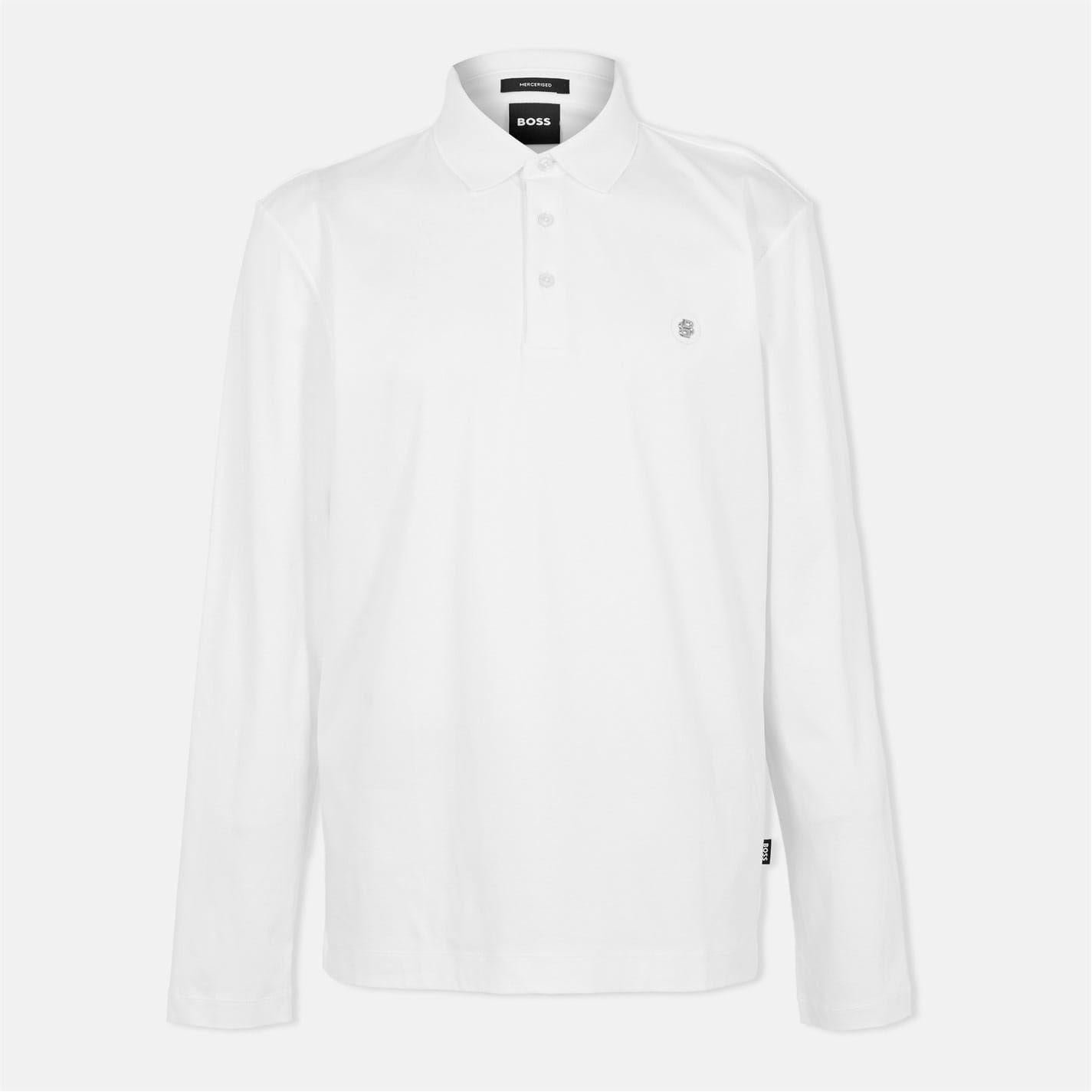 Natural White - Front - Hugo Mens C-Paley 01 Long-Sleeved Polo Shirt