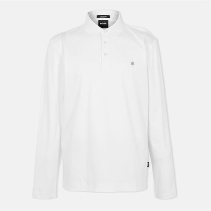Natural White - Front - Hugo Mens C-Paley 01 Long-Sleeved Polo Shirt