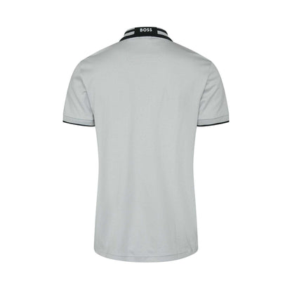 Grey - Back - Hugo Mens Paule Striped Taped Polo Shirt
