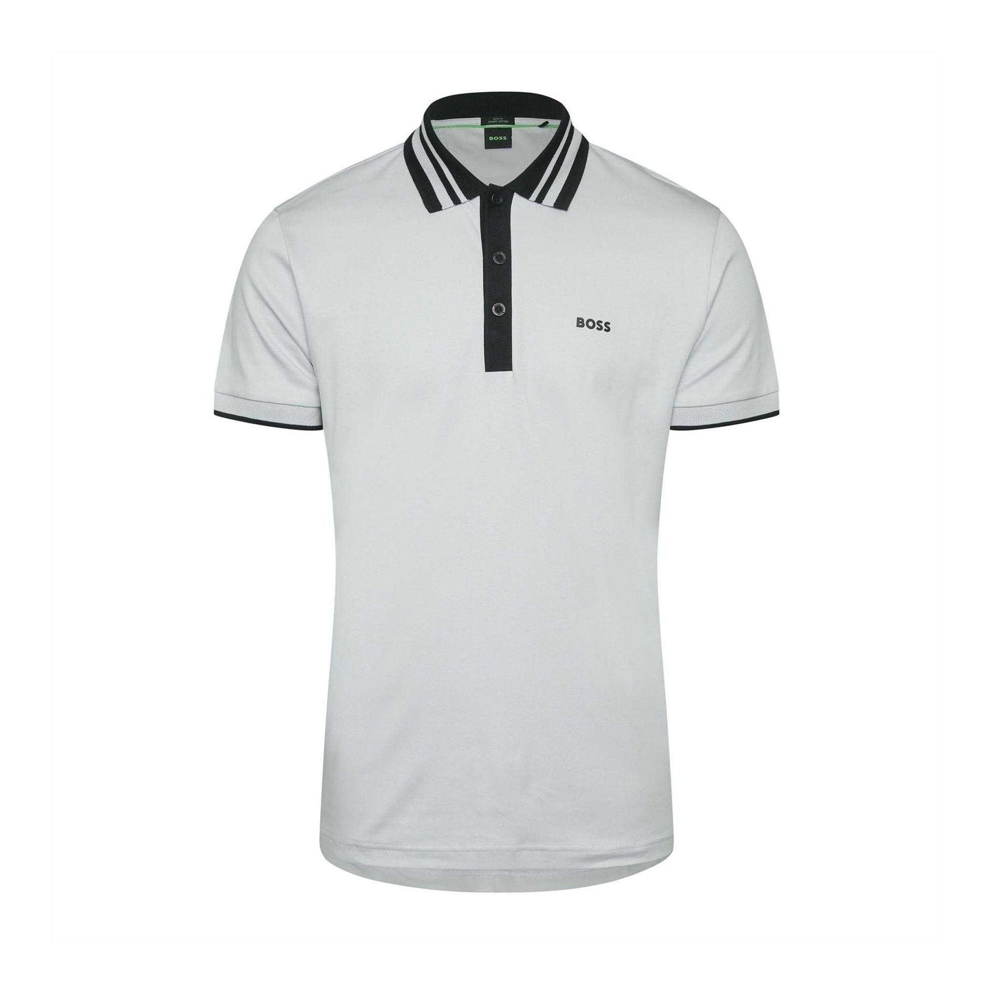 Grey - Front - Hugo Mens Paule Striped Taped Polo Shirt