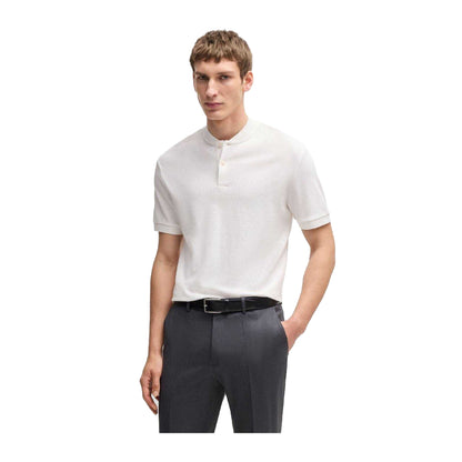 White - Lifestyle - Hugo Mens H-Pratt 120 Collarless Polo Shirt