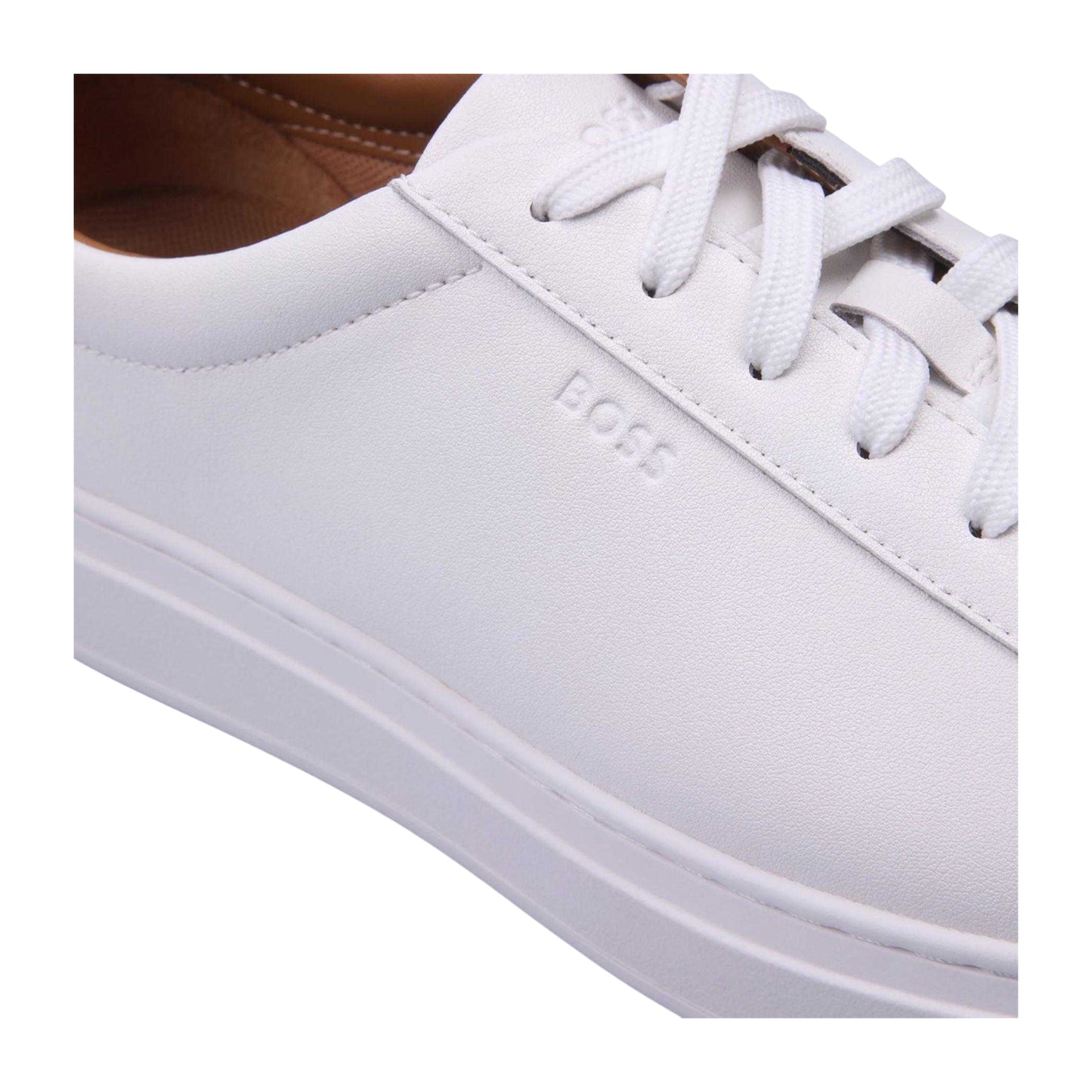 Natural - Pack Shot - Boss Mens Kieran Leather Trainers