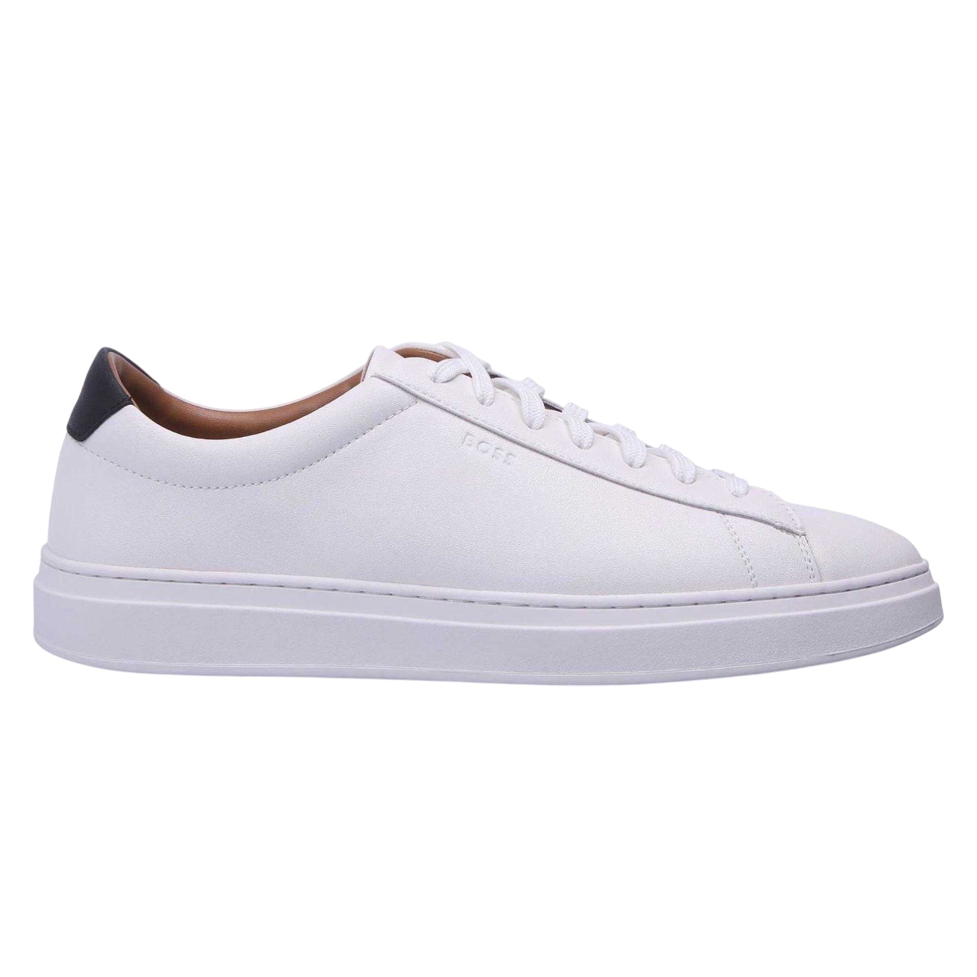 Natural - Front - Boss Mens Kieran Leather Trainers