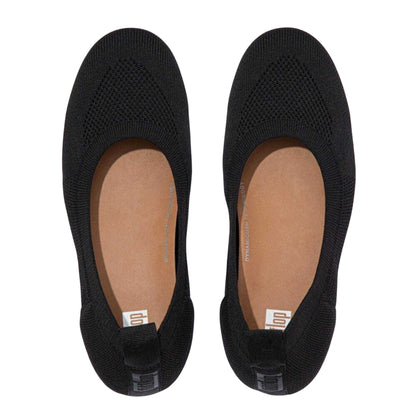 Black - Side - Fit Flop Womens-Ladies Leather Knitted Pumps