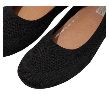 Black - Lifestyle - Fit Flop Womens-Ladies Leather Knitted Pumps
