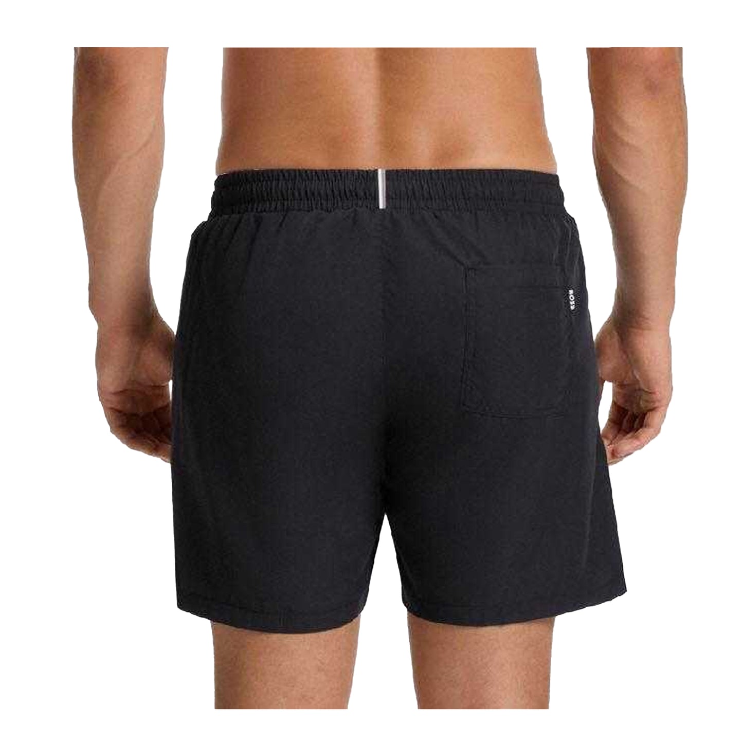 Black - Back - Boss Mens Dolphin Stripe Logo Swim Shorts