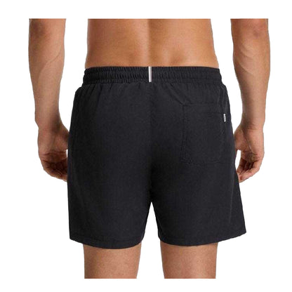 Black - Back - Boss Mens Dolphin Stripe Logo Swim Shorts