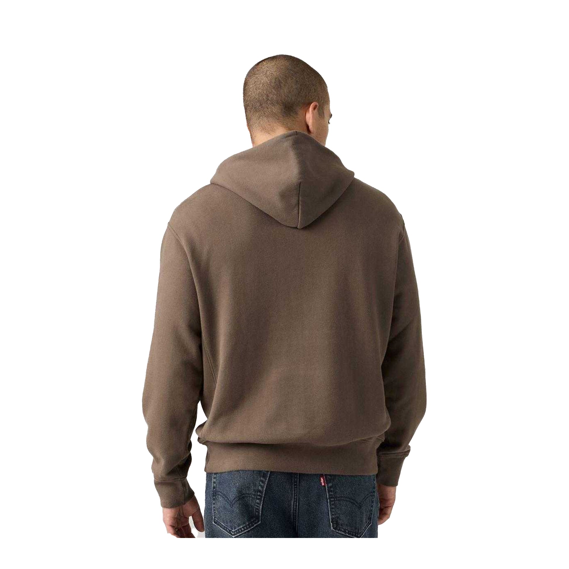 Brown - Back - Levis Mens Batwing Logo French Terry Hoodie