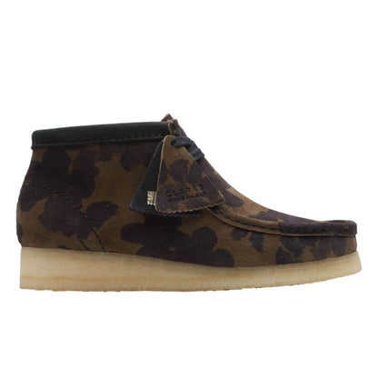 Black - Side - Clarks Mens Wallabee Floral Calf Suede Boots
