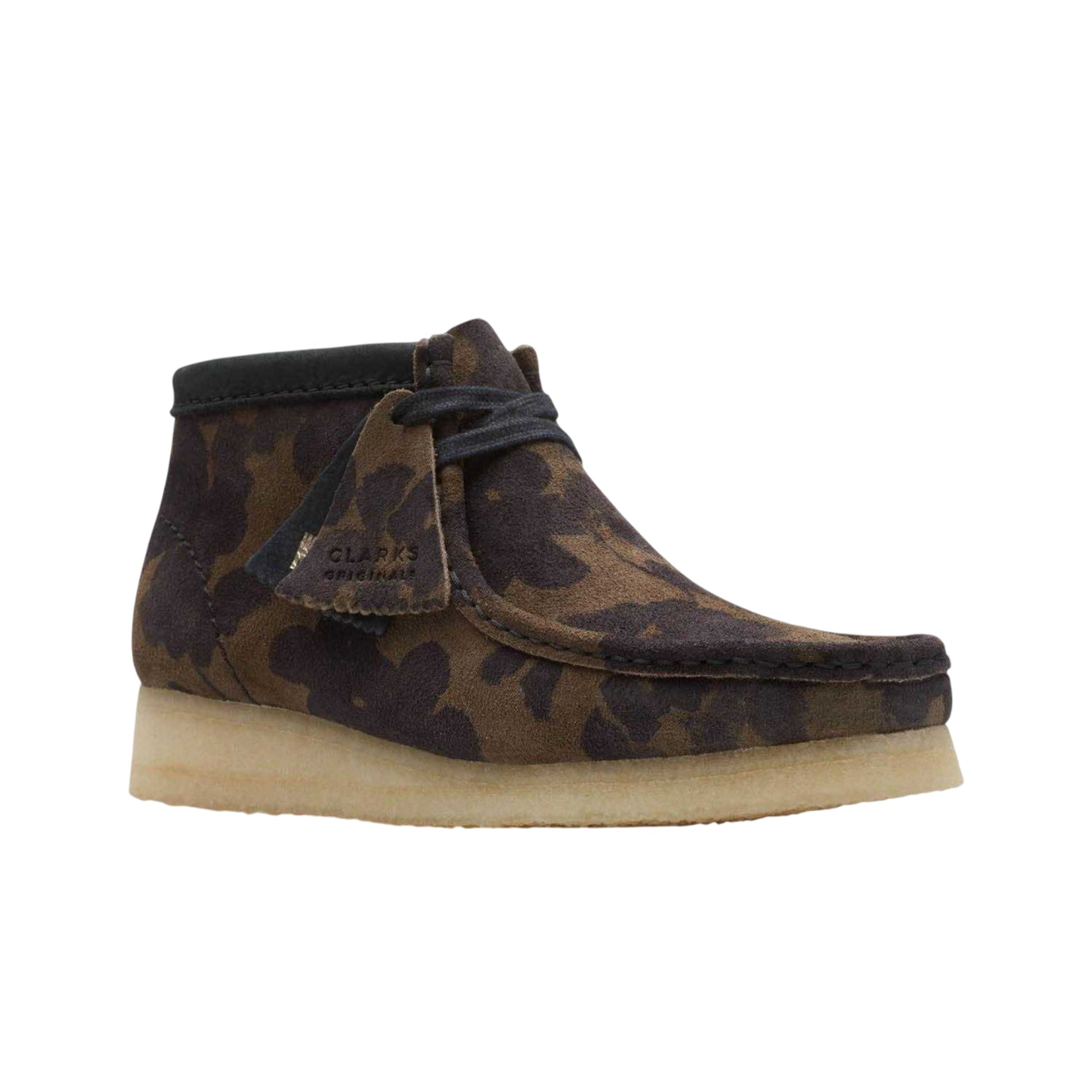 Black - Front - Clarks Mens Wallabee Floral Calf Suede Boots