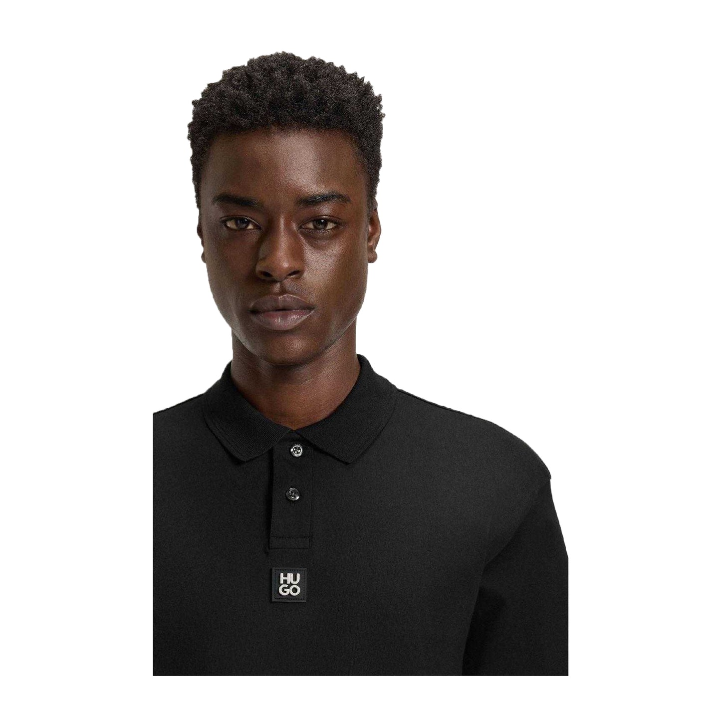 Black - Side - Hugo Mens Deabono Stacked Logo Polo Shirt