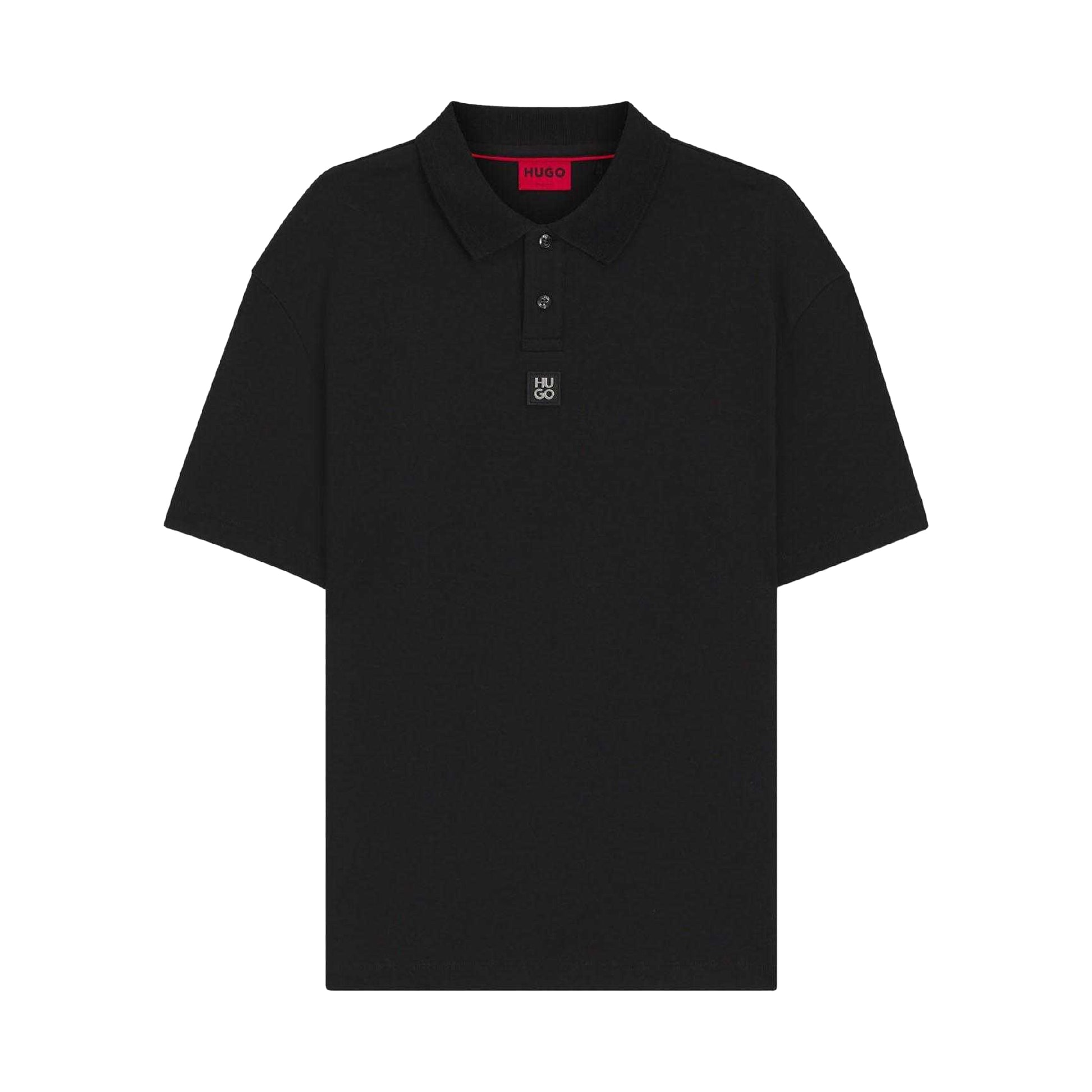 Black - Front - Hugo Mens Deabono Stacked Logo Polo Shirt