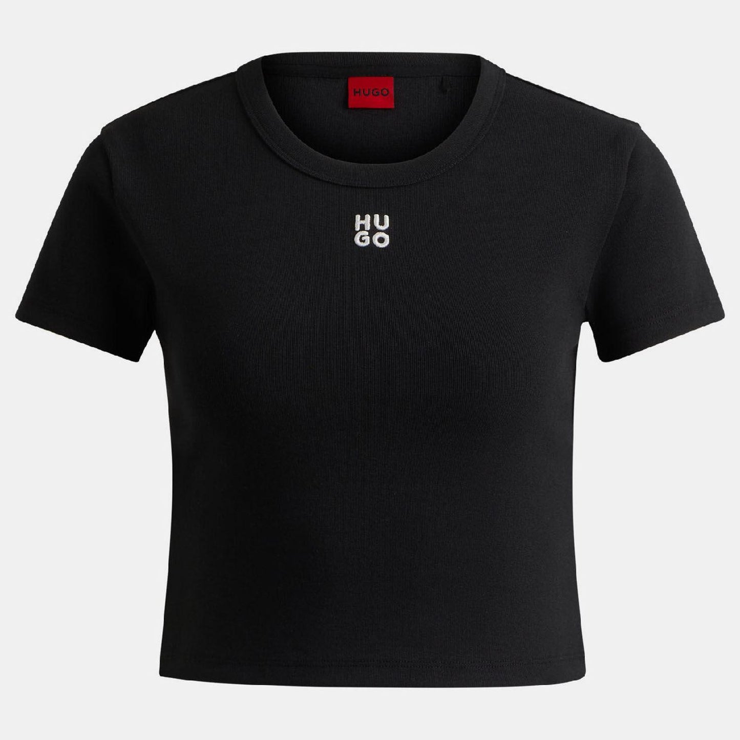 Black - Front - Hugo Womens-Ladies Delanor Cotton Blend Slim T-Shirt