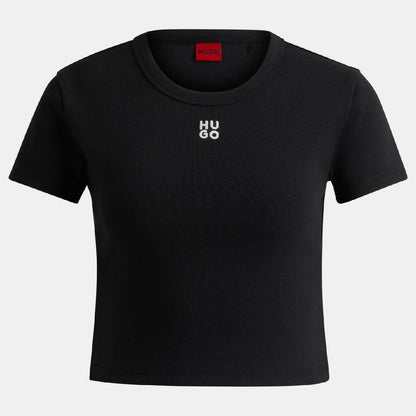 Black - Front - Hugo Womens-Ladies Delanor Cotton Blend Slim T-Shirt