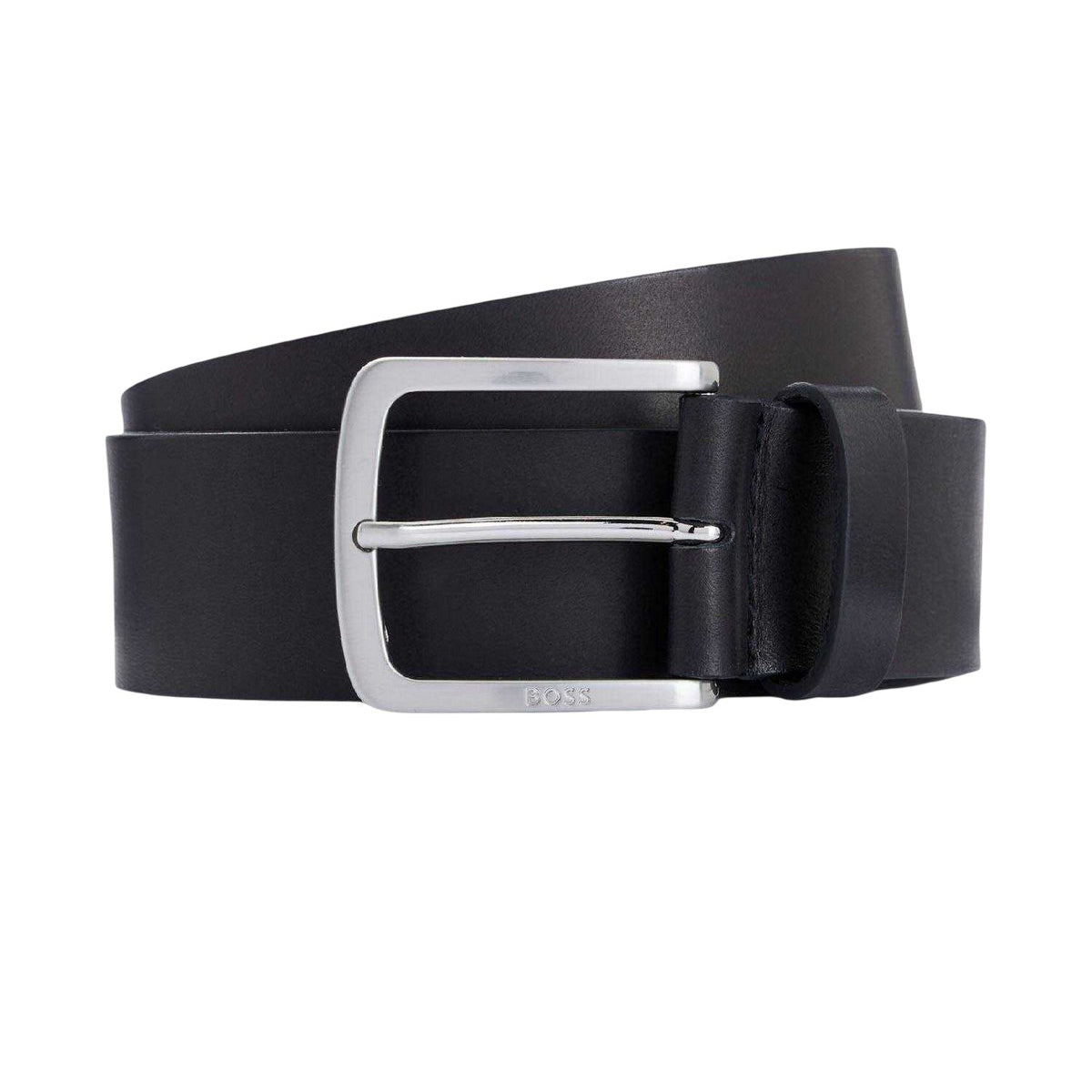 Black - Front - Boss Jor-V Engraved Logo Leather Buckle Belt
