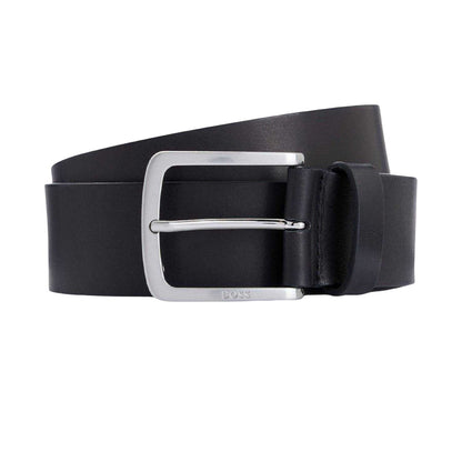 Black - Front - Boss Jor-V Engraved Logo Leather Buckle Belt