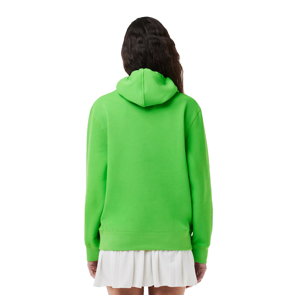 Green - Back - Lacoste Womens-Ladies Double-Face Cotton Pique Relaxed Fit Hoodie