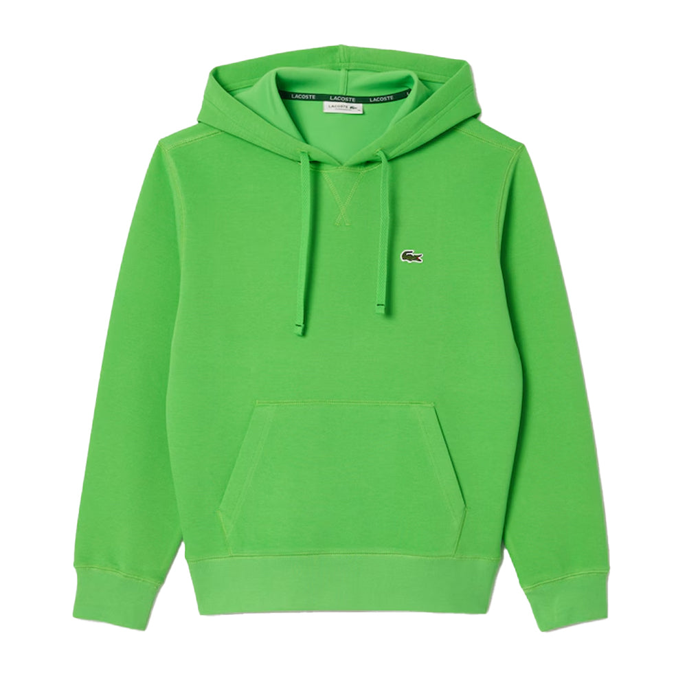 Green - Front - Lacoste Womens-Ladies Double-Face Cotton Pique Relaxed Fit Hoodie