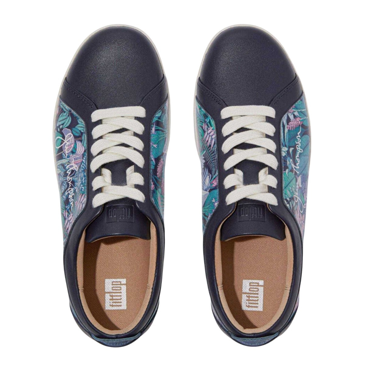 Blue - Lifestyle - Fit Flop Womens-Ladies Jim Thompson Leather Trainers