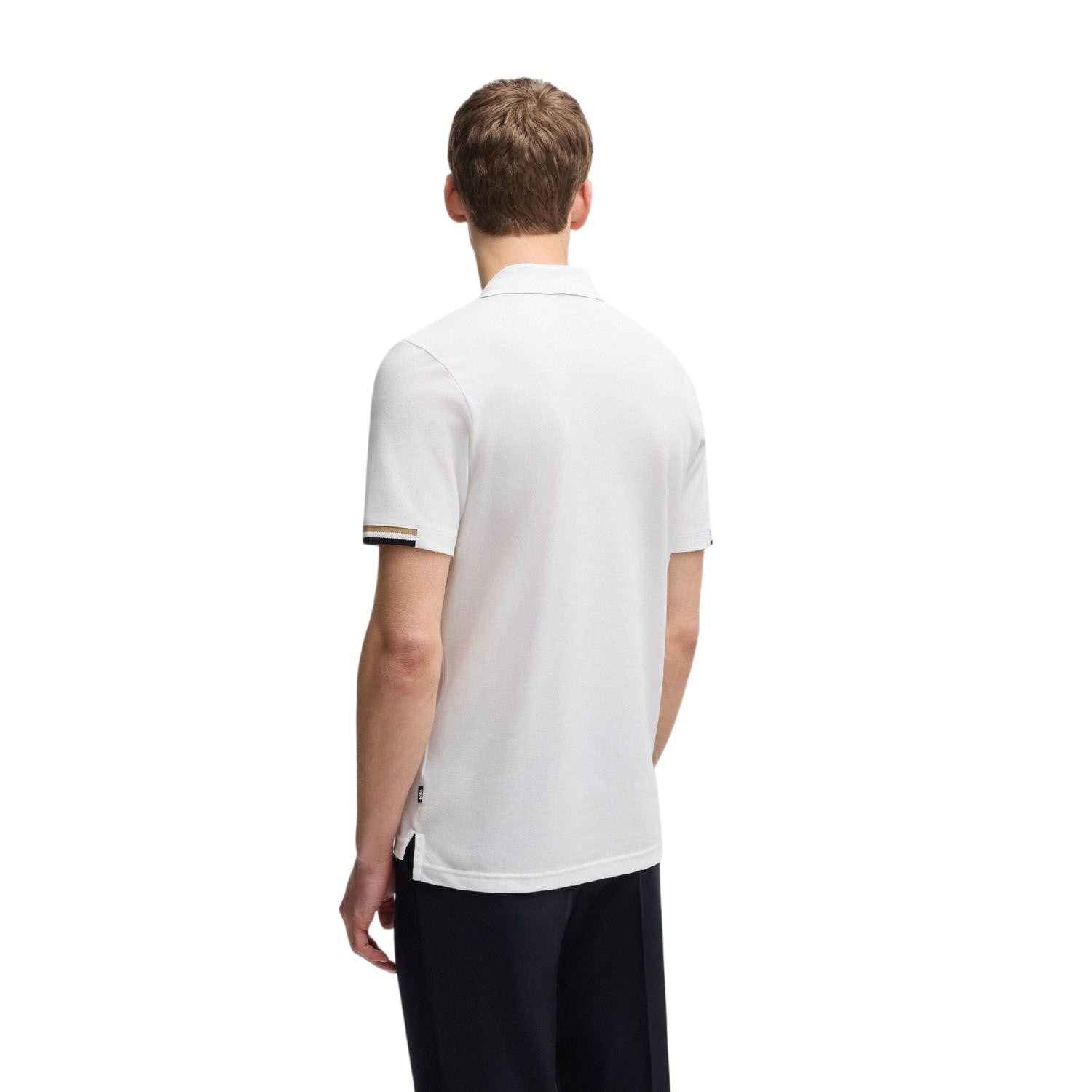 White - Back - Boss Mens Parlay 147 Rubberised Logo Polo Shirt