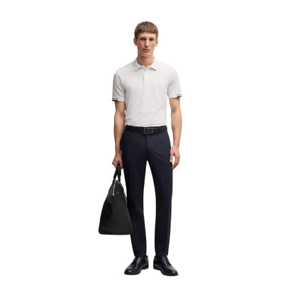 White - Pack Shot - Boss Mens Parlay 147 Rubberised Logo Polo Shirt