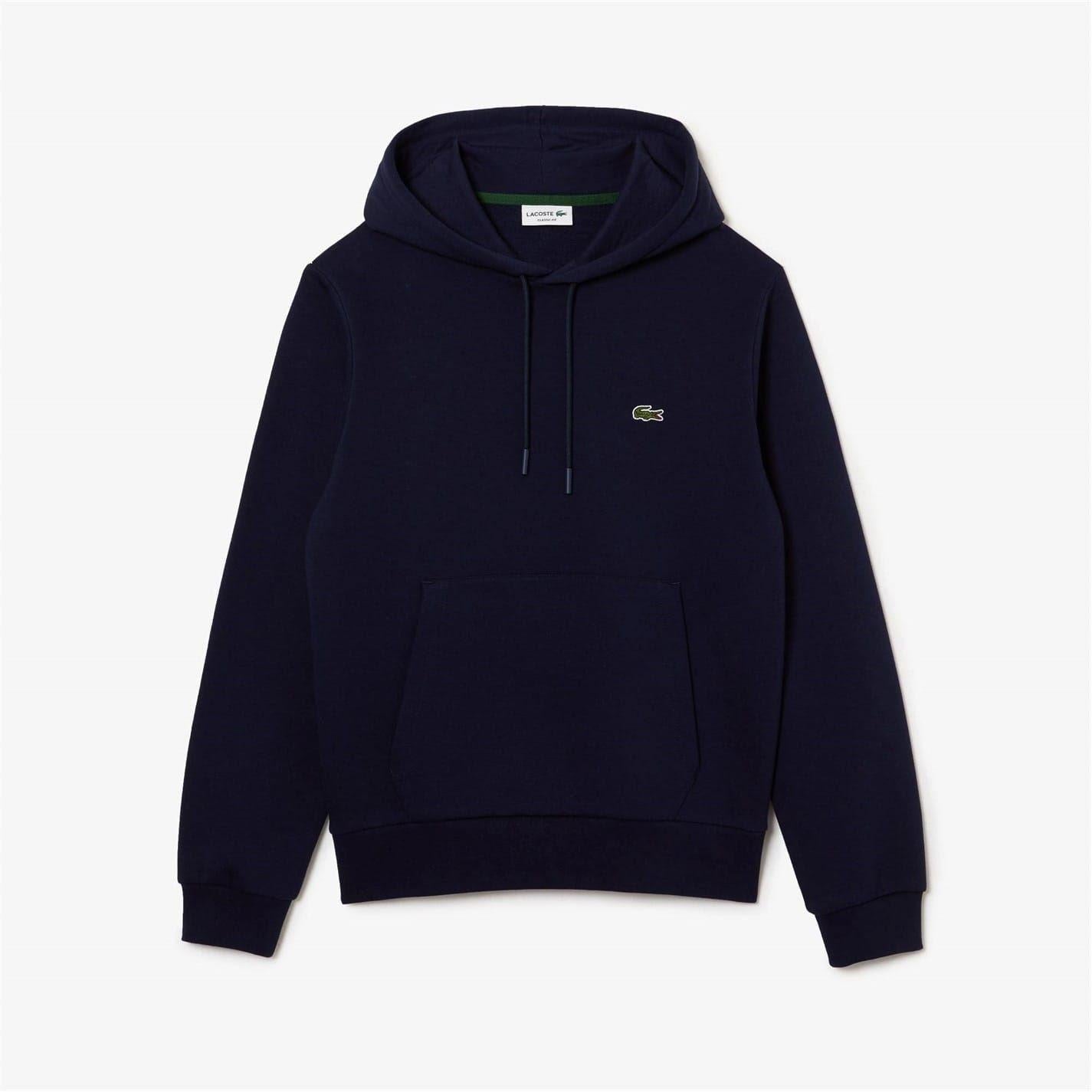 Navy - Back - Lacoste Mens Fleece Pull Over Sport Hoodie