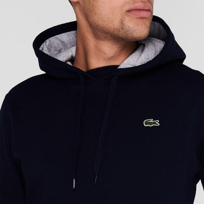 Navy - Pack Shot - Lacoste Mens Fleece Pull Over Sport Hoodie