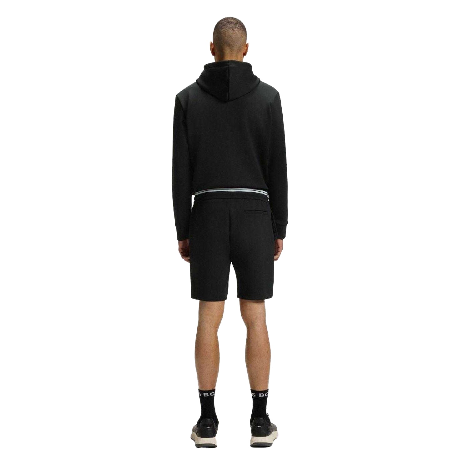 Black - Back - Boss Mens Zone Stripe Detail Shorts
