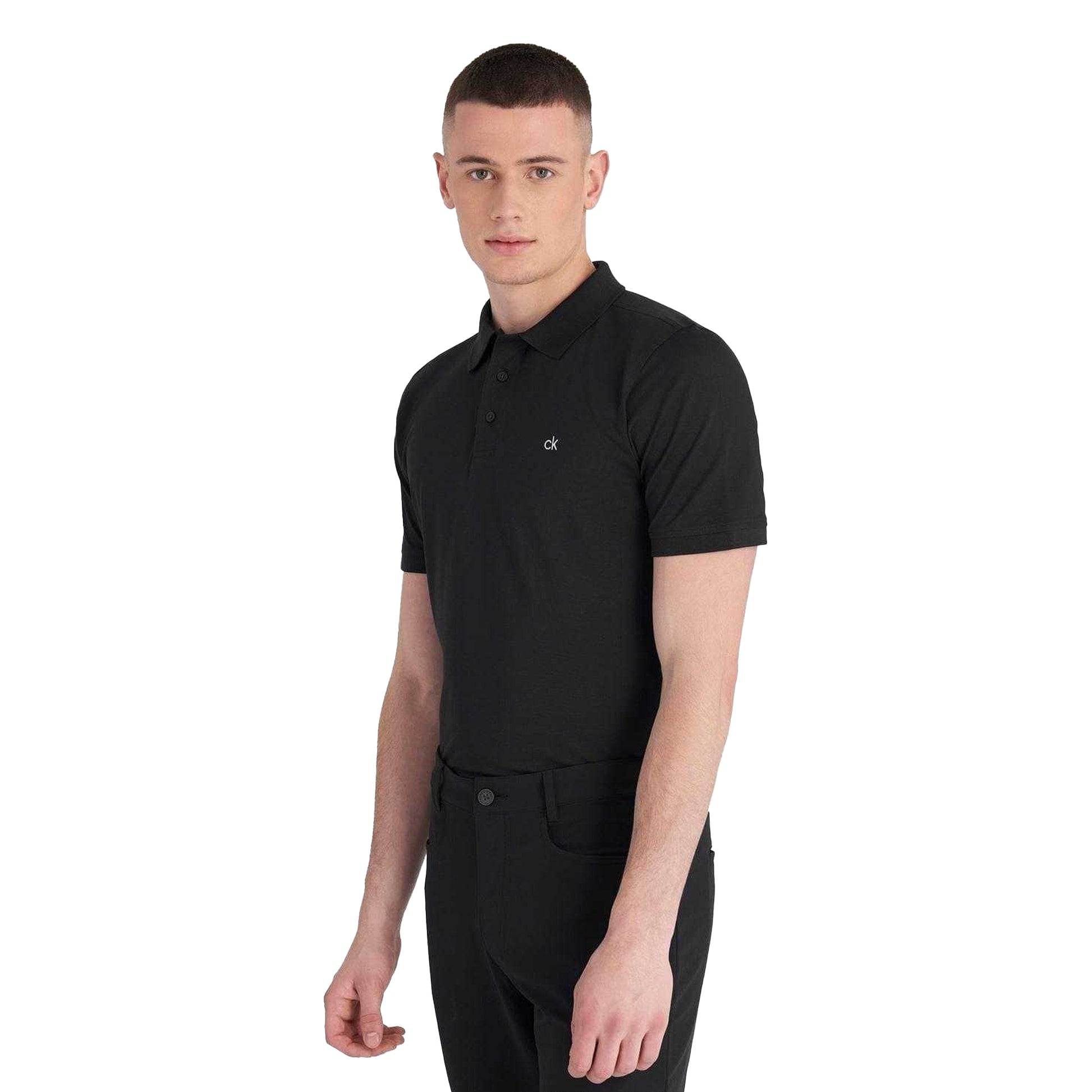 Black - Side - Calvin Klein Mens Golf Polo Shirt