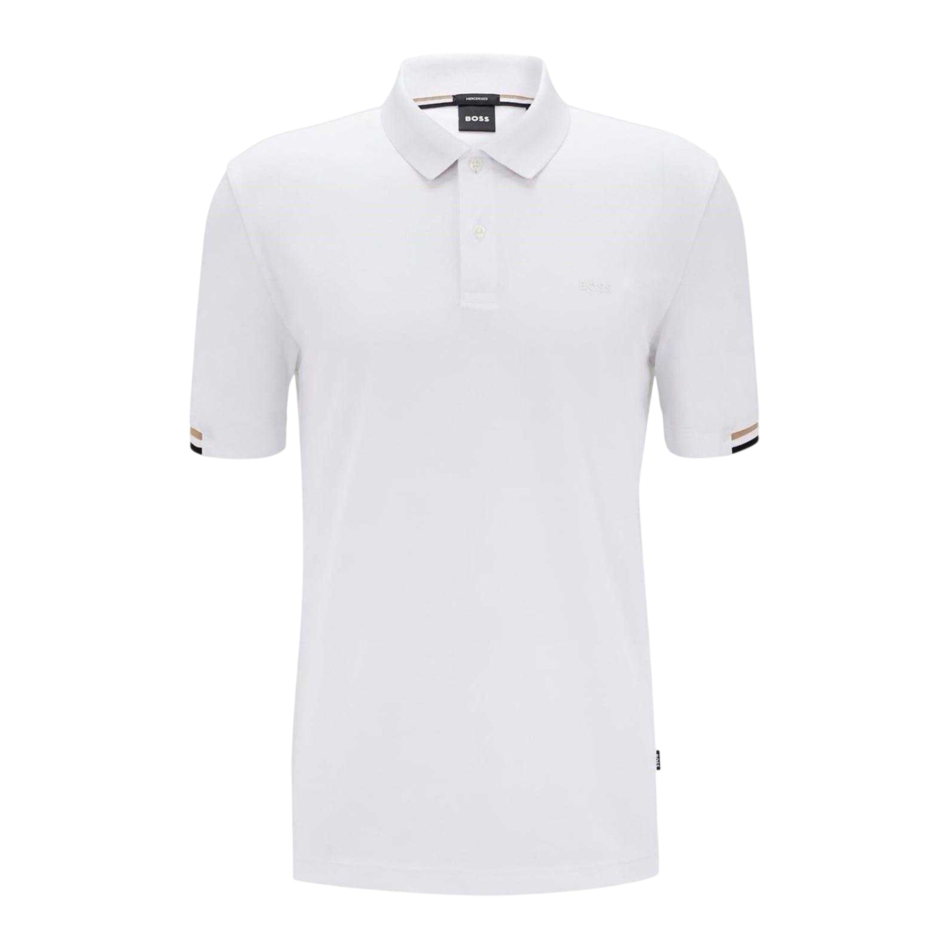 White - Front - Boss Mens Parlay 147 Polo Shirt